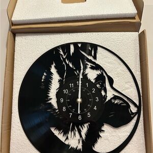 Black German Shepherd Silhouette Wall Clock - Home Wall Decor